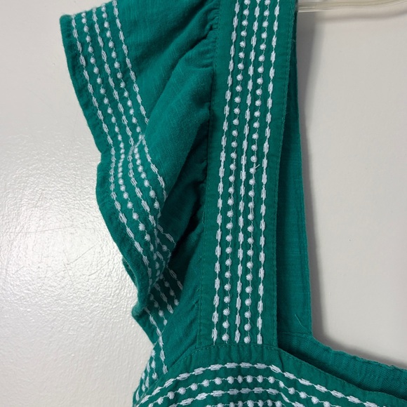 LOFT Women’s Teal Ruffle Sleeve Boho Feminine Tee, size Large - Picture 4 of 5